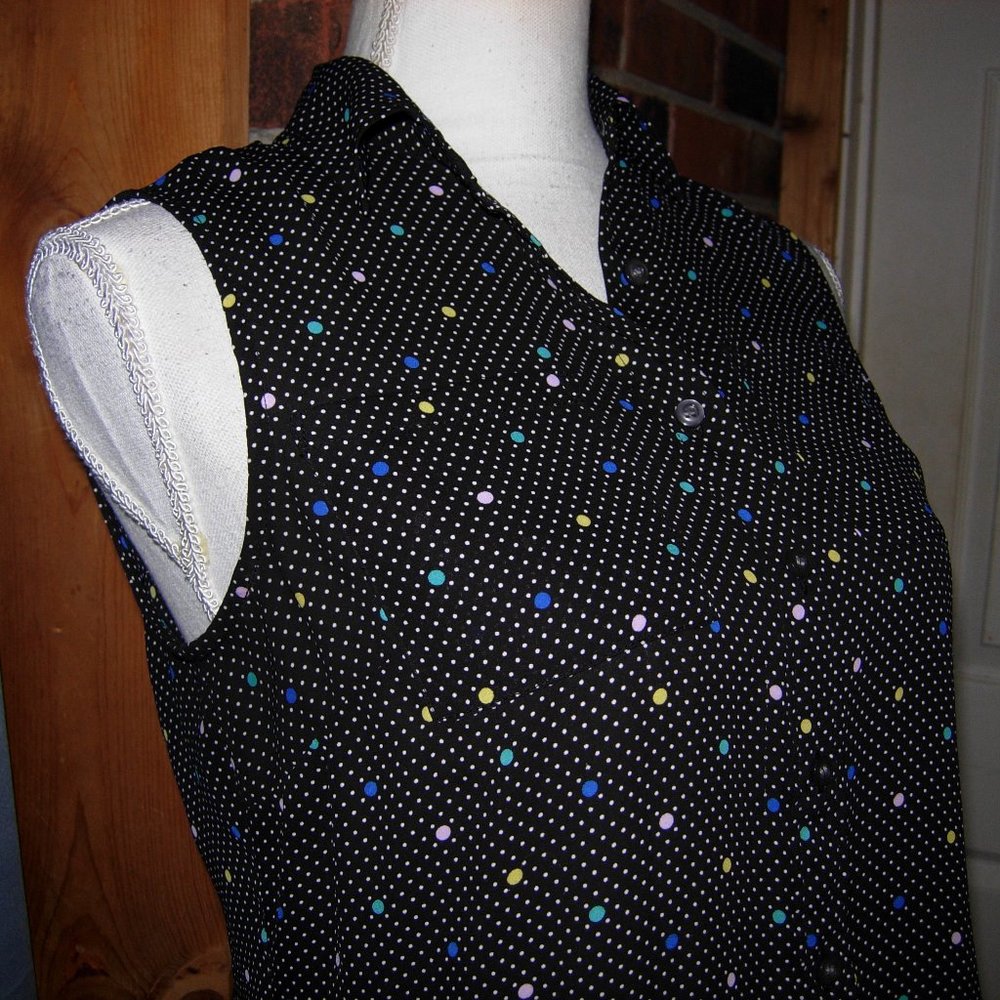 Talbots Retro Polka Dots Sleeveless Top S Petite